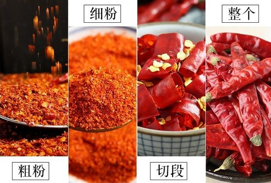 Variedad de polvo de chile con almacenamiento en frío y Salmonella negativa
